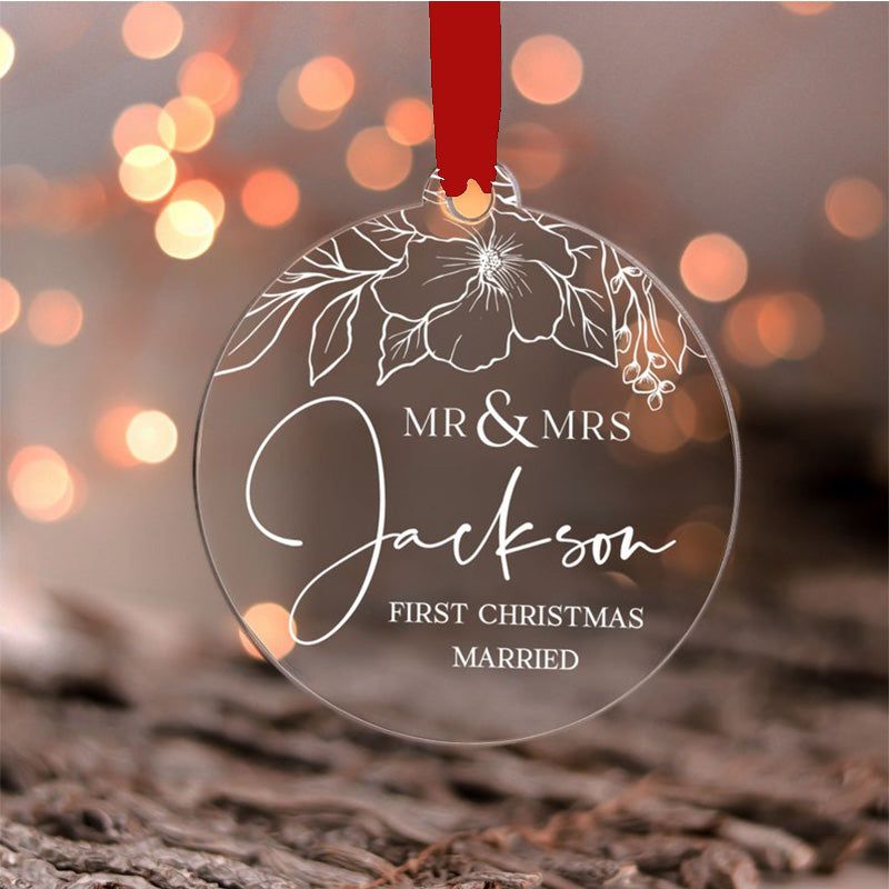 First Christmas Married Ornament as Mr & Mrs Bauble