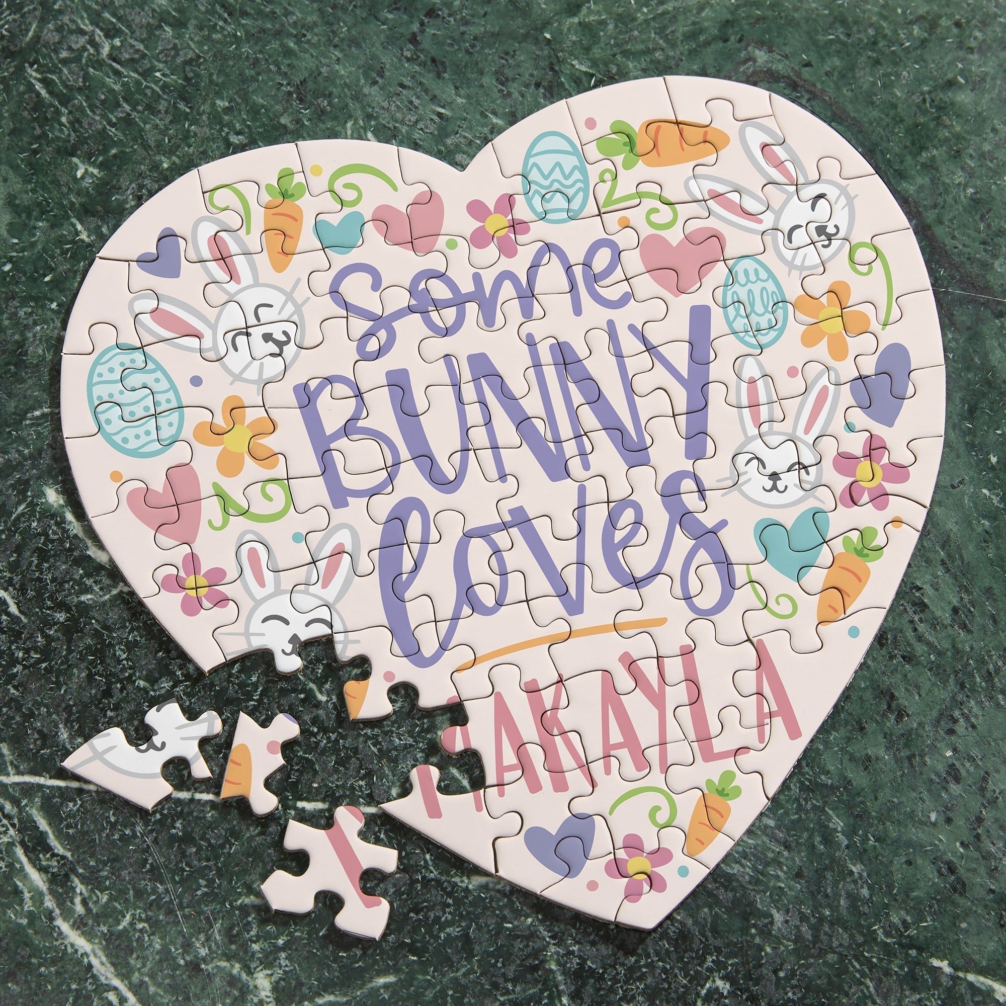 Somebunny Loves You Personalized Heart Puzzle