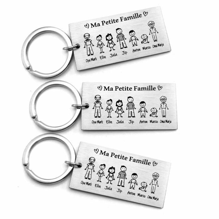 Custom Family Keychain, Family Gift, Stick Figure Family