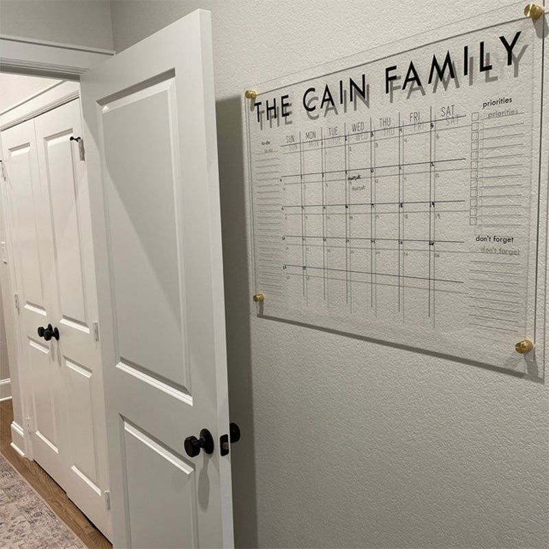 Large Acrylic Wall Calendar Family Command Center Forever Calendar
