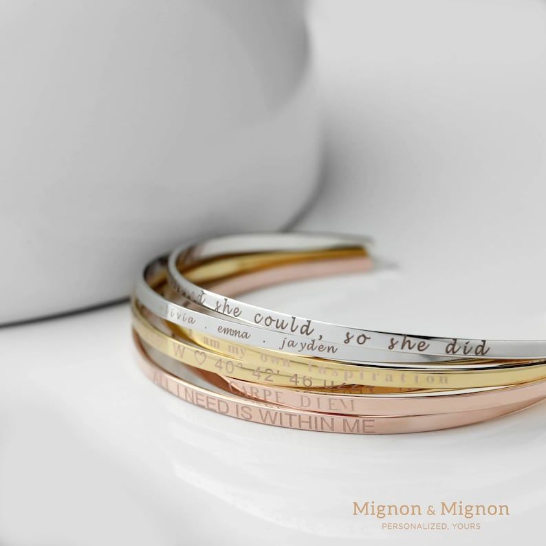 Hand in Hand - Custom Bracelet Cuff in Rose Gold Plating | My Name Necklace  Canada