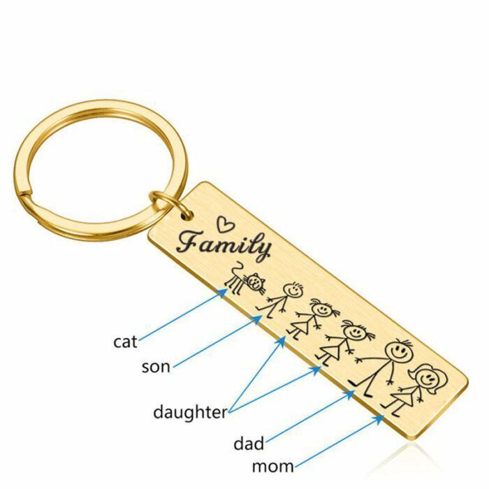 Personalized Custom Family Keychain, Pattern Members Custom Keychain