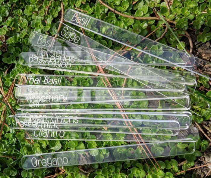 Laser Engraved Clear Veggie/Herb Garden Tags Packs