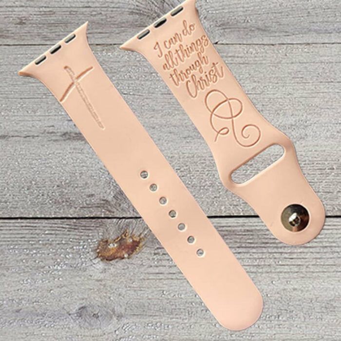 scripture Watch Band, Inspirational Apple Watch Band, I Can Do All Things Through Chris