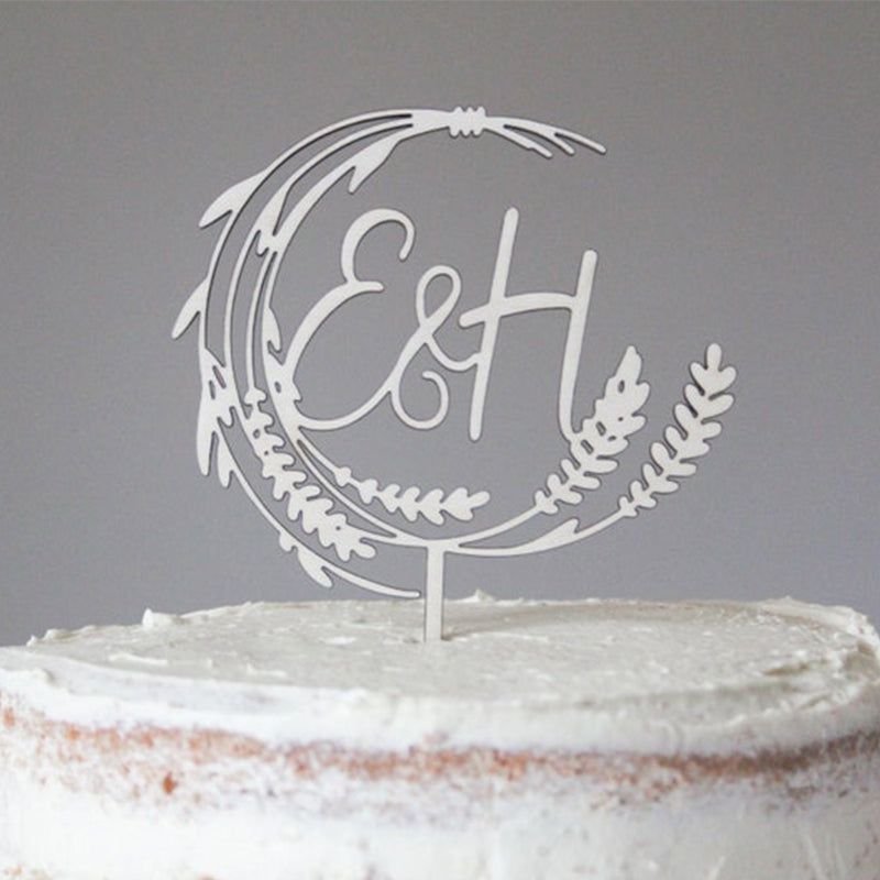 Rustic Wedding Cake Topper, Natural Wedding Topper, Monogram Wedding Topper