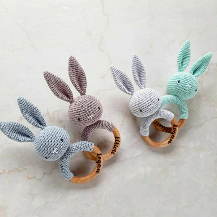 Easter Bunny rattle Personalized bunny New baby toy