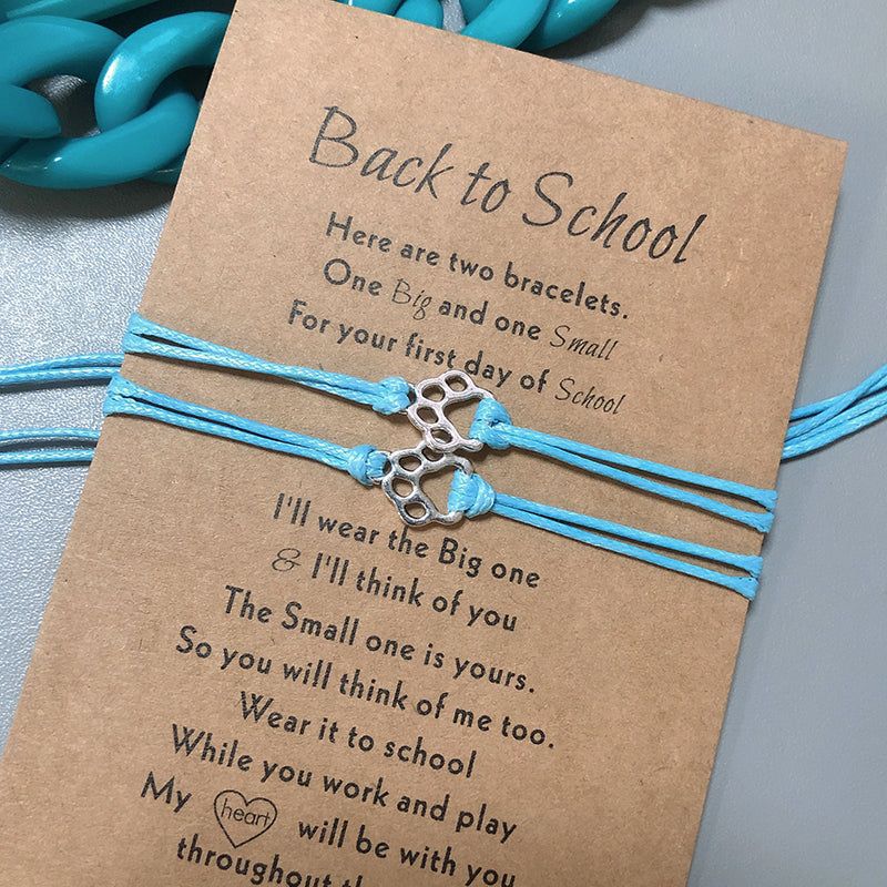 Back to School Bracelet, Mother Son Mother Daughter Bracelet School Kid Bracelet Paw