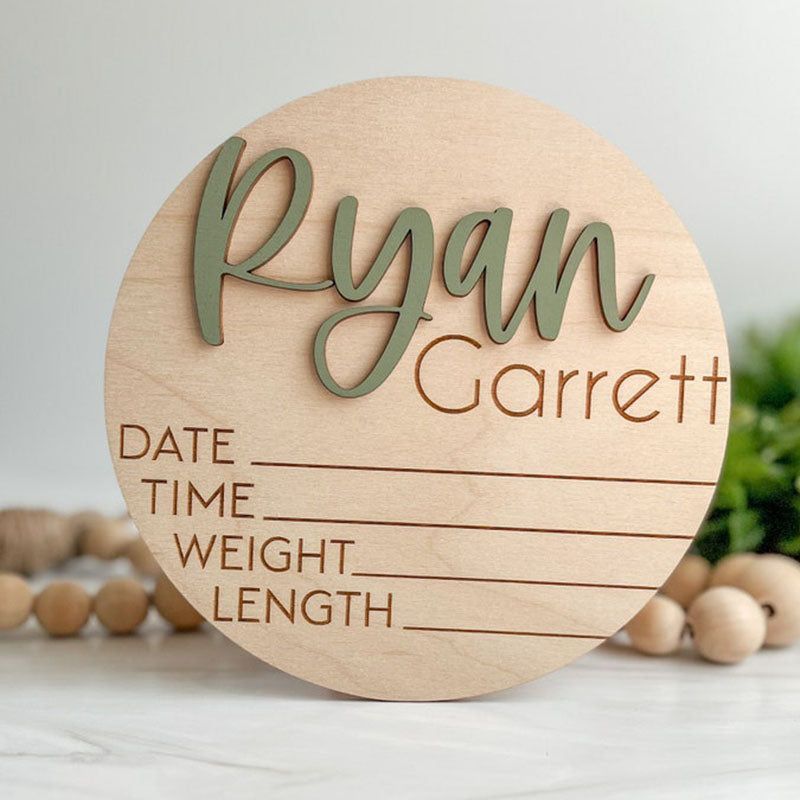 Baby Announcement Sign with Birth Stats, Footprint Sign For Newborn