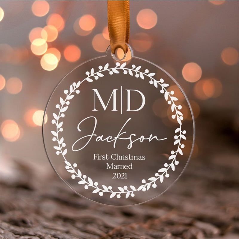 Personalised First Christmas Married Ornament as Mr and Mrs