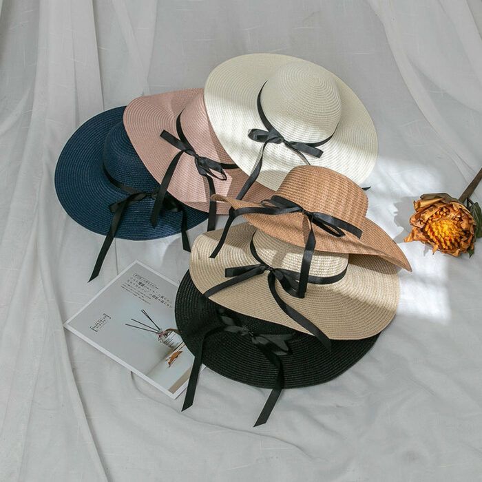 Custom Floppy Hats with black ribbons, Bridesmaids Sun Hats,hats with names, Bachelorette hats