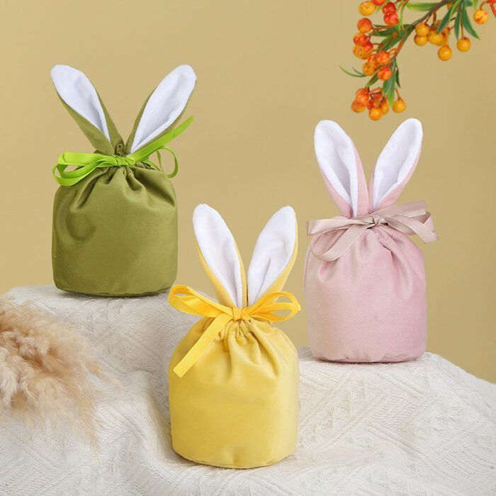 Personalised Bunny Bag, Velvet Bag, Gift Pouch, Drawstring Bag