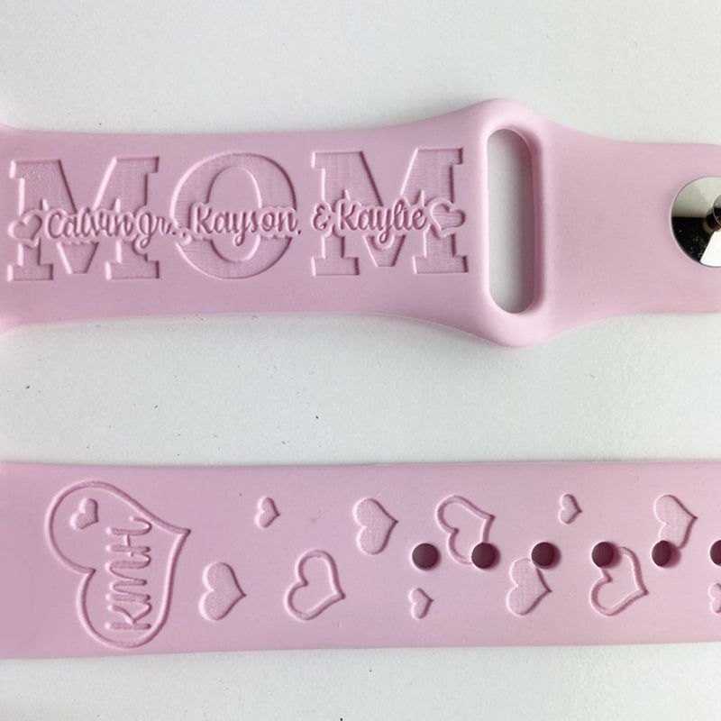 Personalized Mother's Day Watch Band, Monogram Laser Engraved Watch Bands