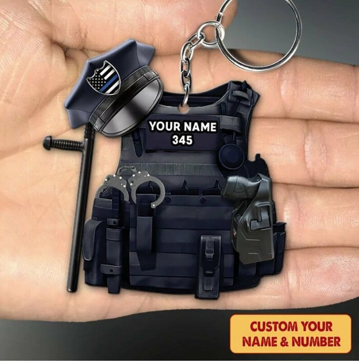 Personalized Bulletproof Police Keychain, Gift for Daddy Papa Grandpa, Father's Day Gift, Birthday Gift