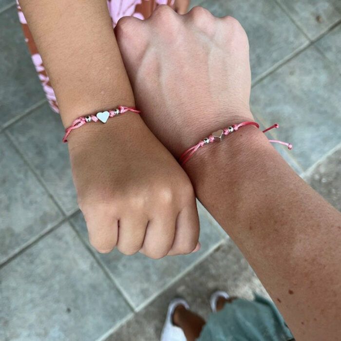 Mommy and Me Heart Matching Bracelets First Day of Kindergarten