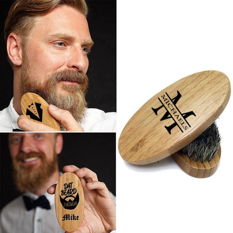 Personalized beard brush, mens gift