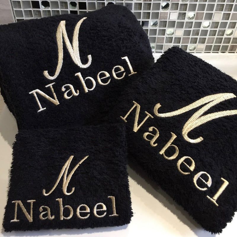 Simple Script Monogram Towels,  Embroidered Bath, Hand and Face Cloths, Personalized Face Cloths Hand and Bath towels
