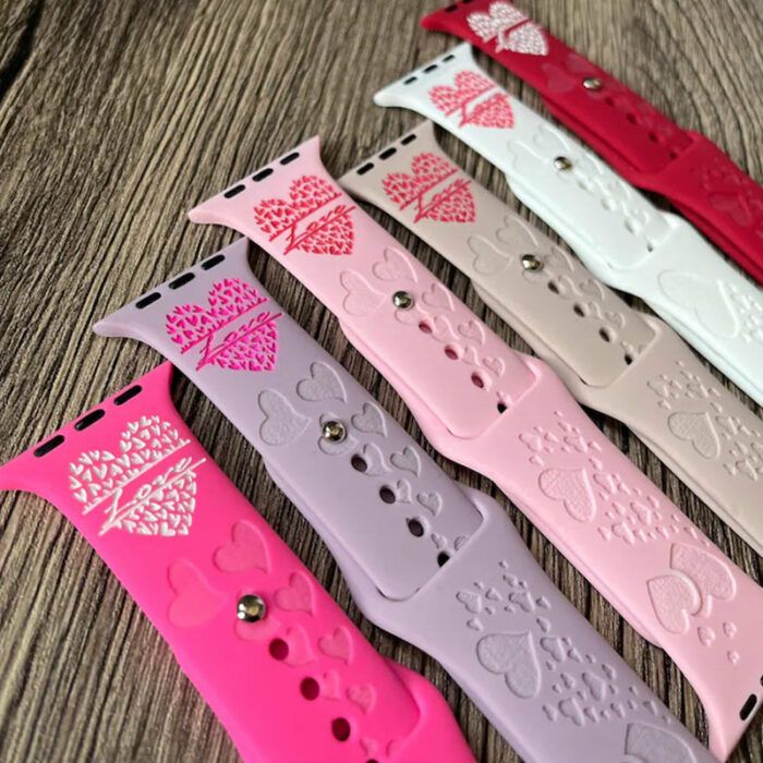Apple Watch Silicone sport love hearts Valentine's Day band Personalized Engraved iWatch Band