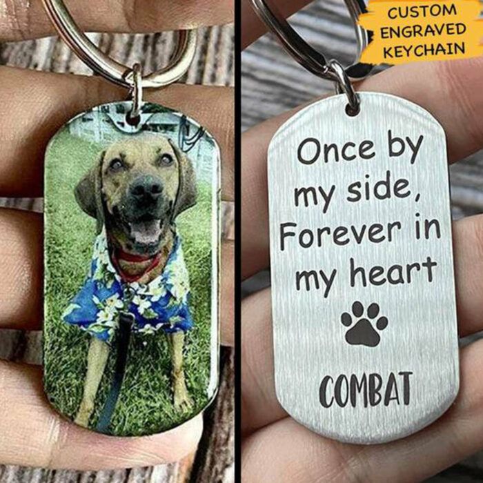 Personalized Once By My Side Dog Cat Gift Keychain