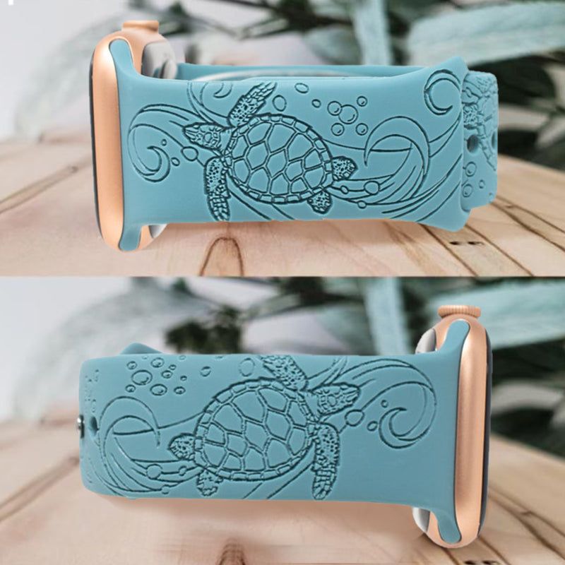 Sea Turtle Watch Band, Laser Engraved, Beach Vibes Smart Watch