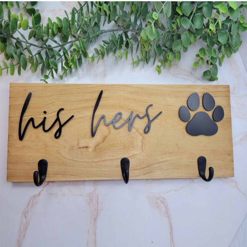 His Hers Dog Key Holder | Personalized Key Holder | Dog Lover Gift | Dog Decor | Housewarming Gift for Couple | Dog Leash Holder For Wall