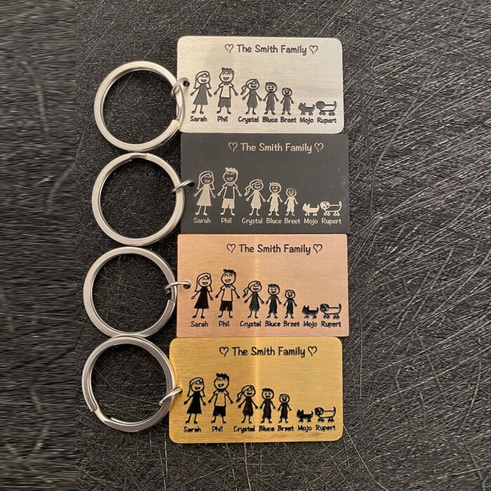 Custom Family Keychain, Family Gift, Stick Figure Family