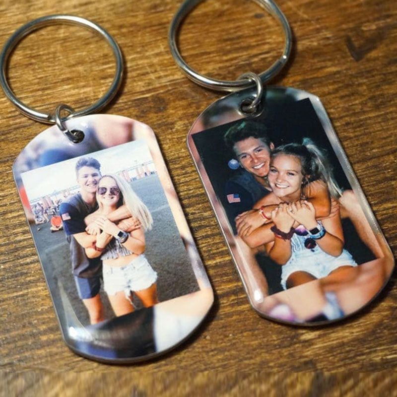 2 photo keychains, personalized photo keychains, custom photo keychains for your lover, friends and family
