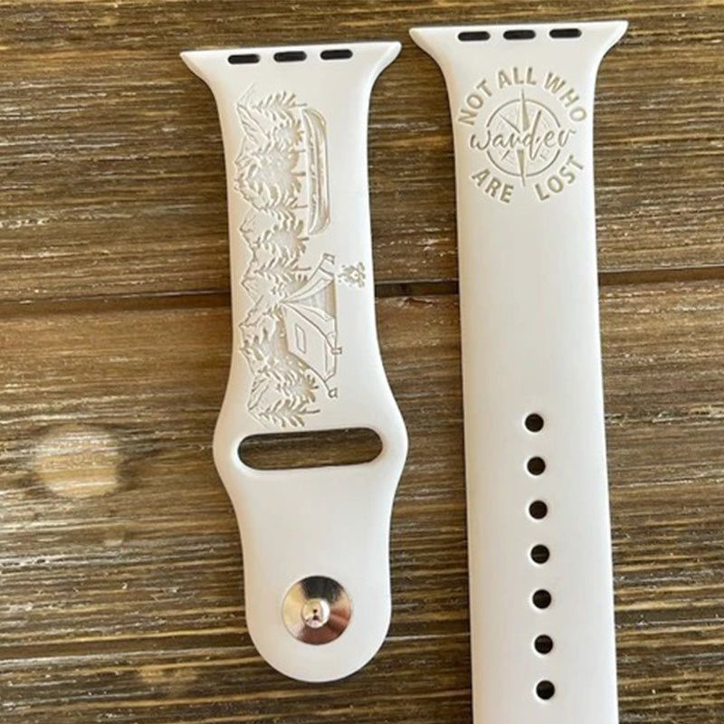 Camping Not All Who Wander Are Lost Engraved Watch Compatible Apple Watch Bands, Series 1-7 +SE WatchBAND