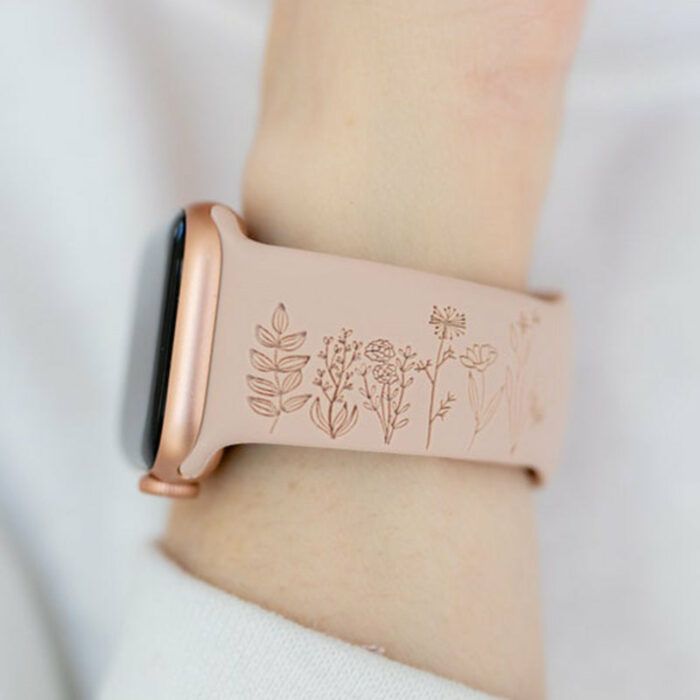 No Rain No Flowers Engraved Watch Band
