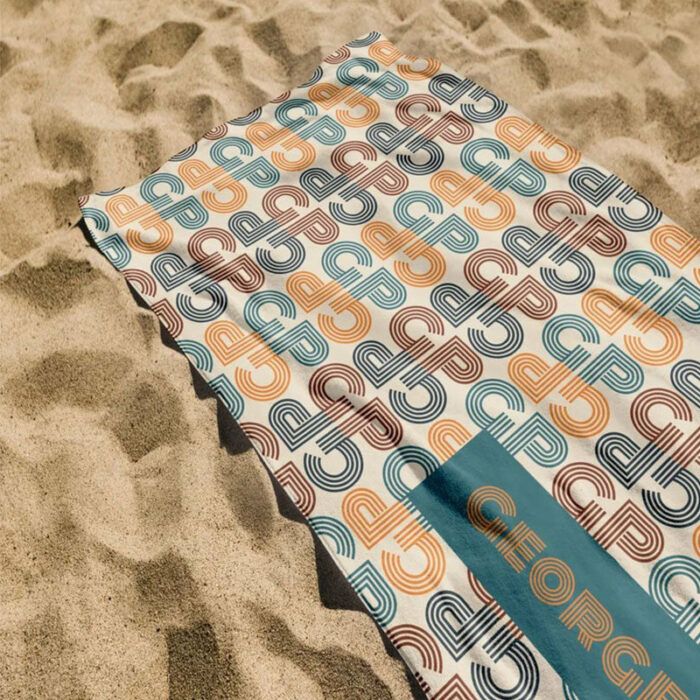 Custom Monogram Towel, Personalized Name Beach Towel, Vacation Birthday Gift, Bath Pool Towel, Retro Font Design, Initial Name Towel
