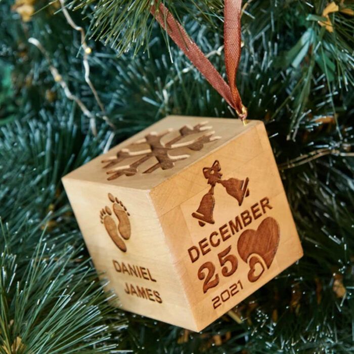 Personalized Wooden Christmas Tree Ornaments, Babys First Christmas Ornament