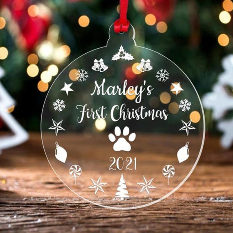 Personalised First Christmas Bauble Cat Dog Pet 1st Xmas Tree Decoration Gift