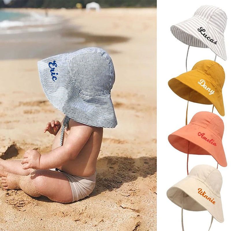Personalized Sunhat for Kids, Custom Toddlers Hat, Sun Hat UPF50+, Outdoor Beach Play Sun Protection Cap for Kids Ages 0~4 Girl Boy