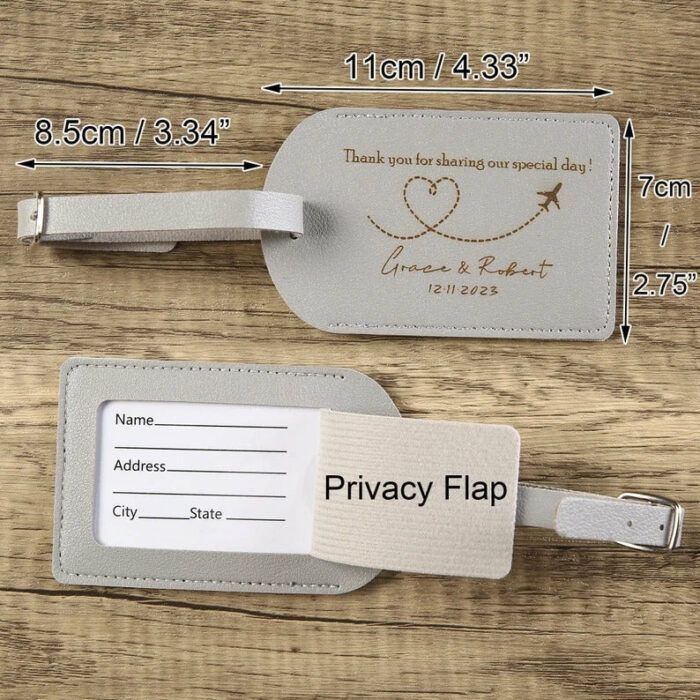 Set of 10 Bulk Wedding Favors for Guests, Personalized Couple Luggage Tags, Bridal Shower Gift, Party Favors