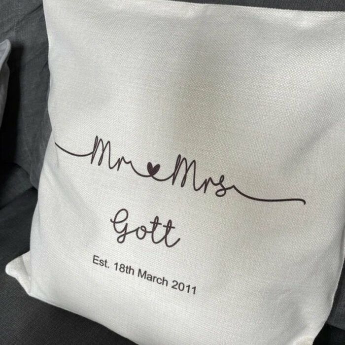 Personalised Cushion Mr & Mrs Wedding Anniversary Gift