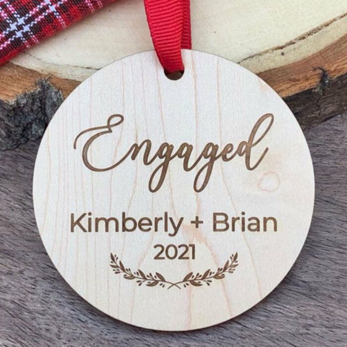 Personalized Engaged/Merried Wood Christmas Ornament
