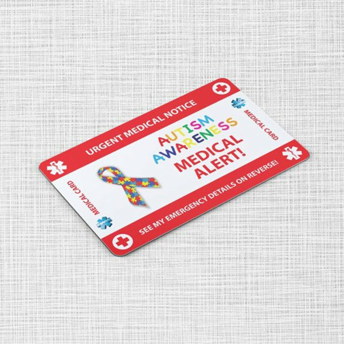 Autism Awareness Emergency Wallet Card - Medical Card - PVC Card Credit Card Size and same Material