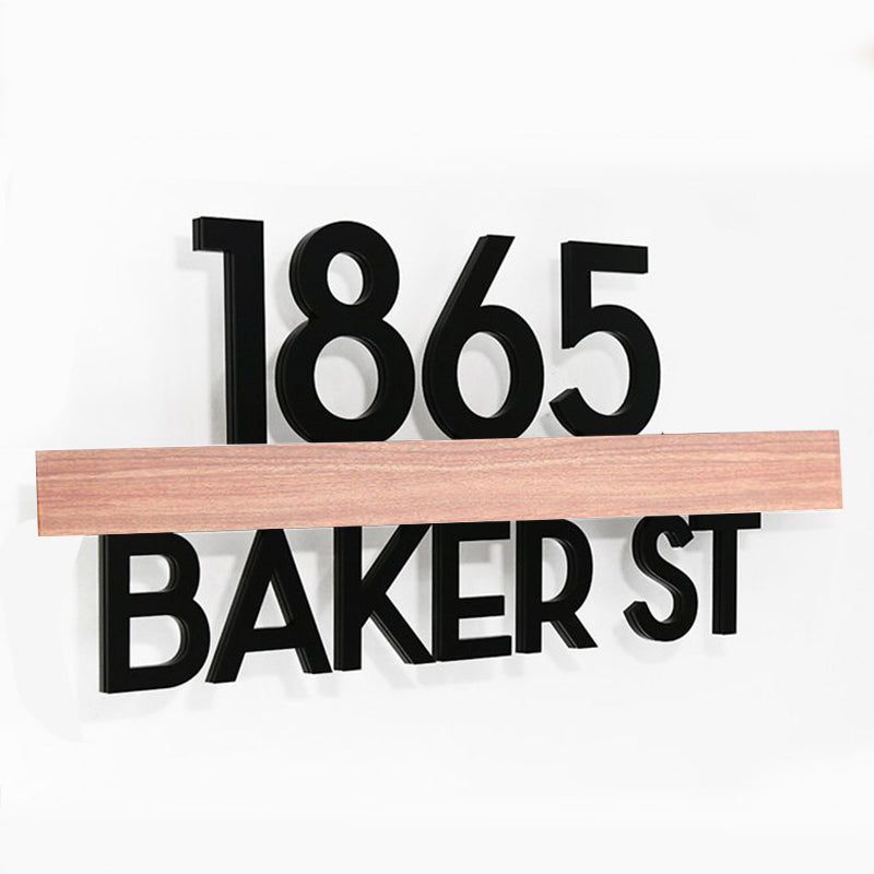 Modern House Numbers - Street Address - Black with Black Acrylic - Contemporary Home Address