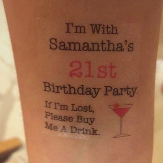 21st Birthday Party Temporary Tattoos, 21st Birthday Party Favor Decoration, 21st Birthday Party Gift, Buy a Drink for the Birthday Girl Boy