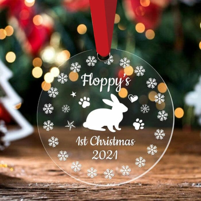 Personalised Rabbit's 1st Christmas Bauble Pet First Xmas Tree Decoration Gift