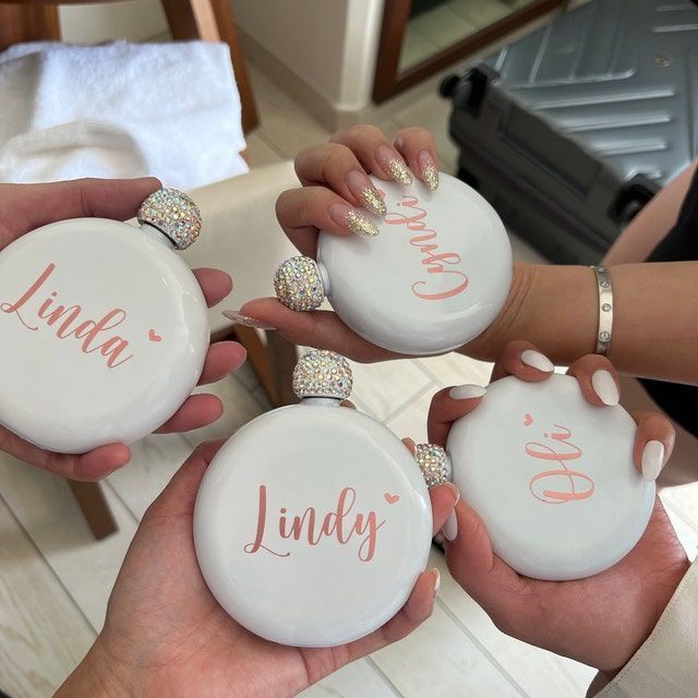 Customized Flasks, Personalized Round Flask, Stainless Steel Flask, Bachelorette Party