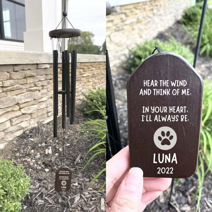 Personalized Wind Chimes | Pet Memorial Gift Chime | Always in Your Heart | Custom Wind Chime