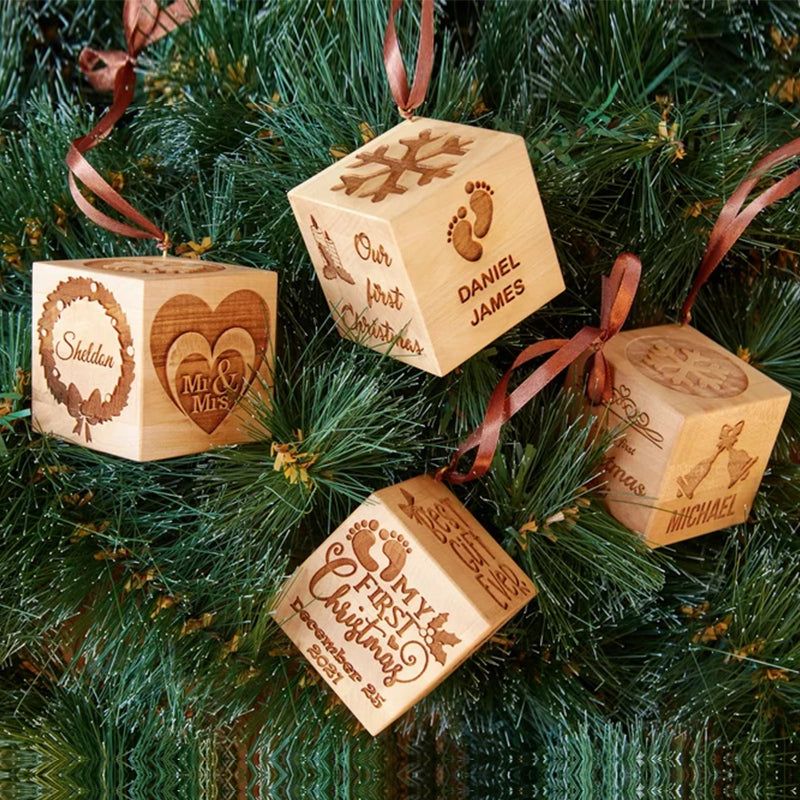Personalized Wooden Christmas Tree Ornaments, Babys First Christmas Ornament