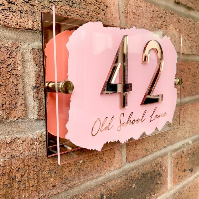 House Sign, mirror door number plaque Acrylic House Sign, House Number Sign