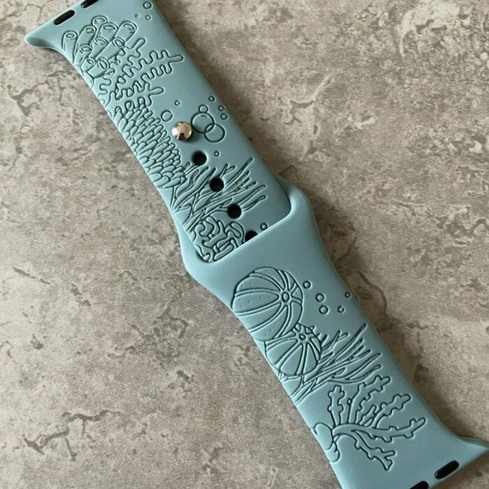 Apple Watch Silicone Sports Band  Strap - Custom Engraved Ocean Coral Print