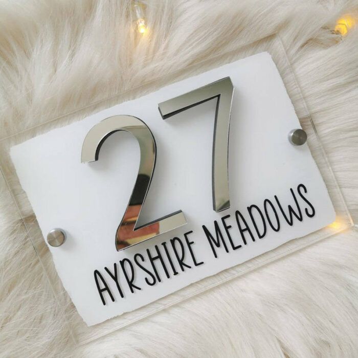 House Door Sign, Personalised House Sign, Acrylic House Sign, Mirrored House Signs