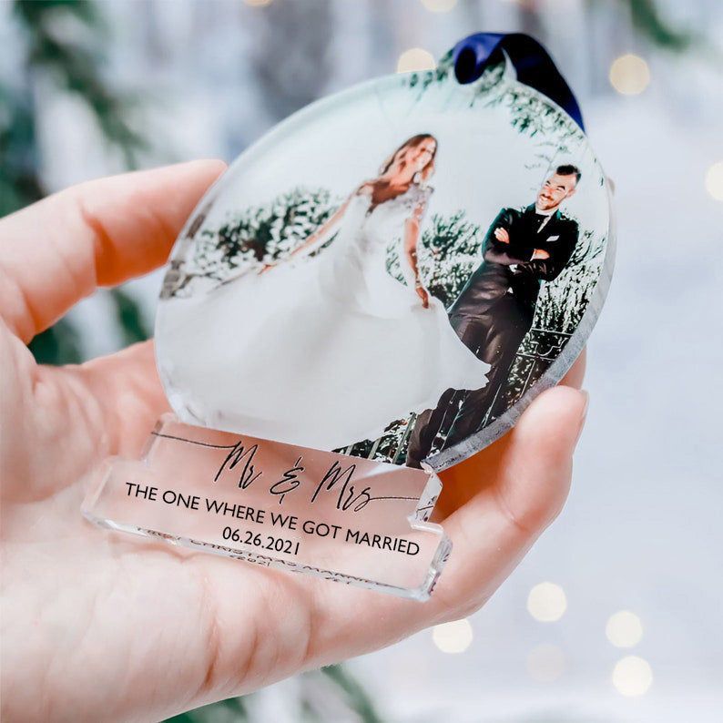 Just Married Ornament, Wedding Couple Custom Gift