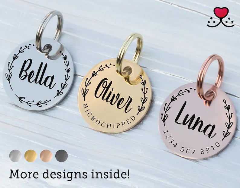 Stainless Steel Dog Tags Personalized Name Address Front Back Engraved ID  Discs