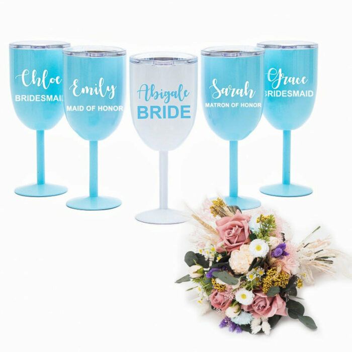 Custom Insulated Stemmed Champagne Wine Glass, Bridesmaid Gift Glass, Bachelorette Party Wine Glass