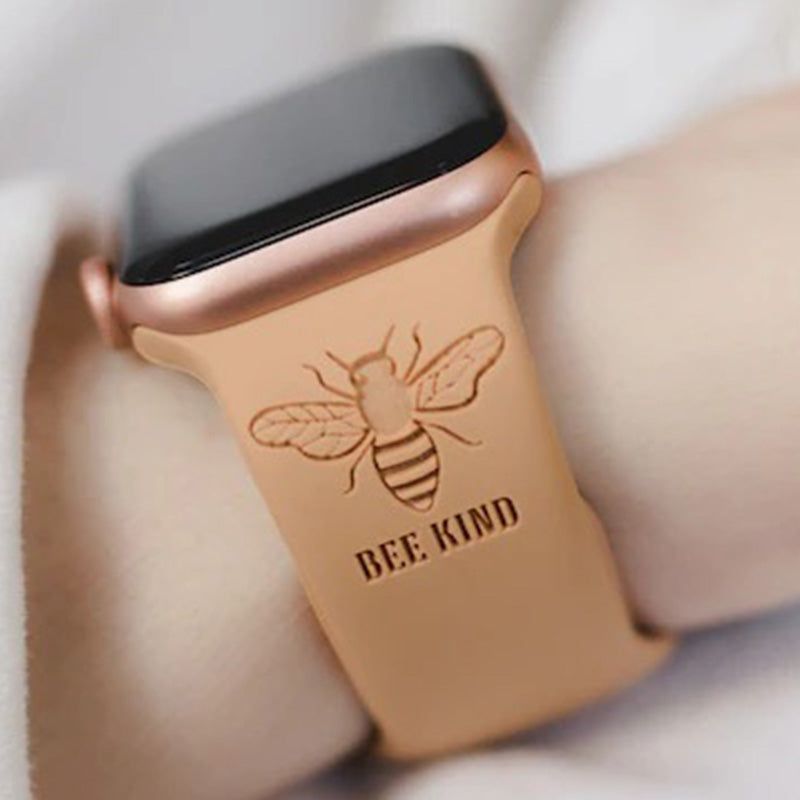 Bee Kind, Bee Watch Band, Engraved Watch Strap Compatible with Apple Watch, Women's Watch Band
