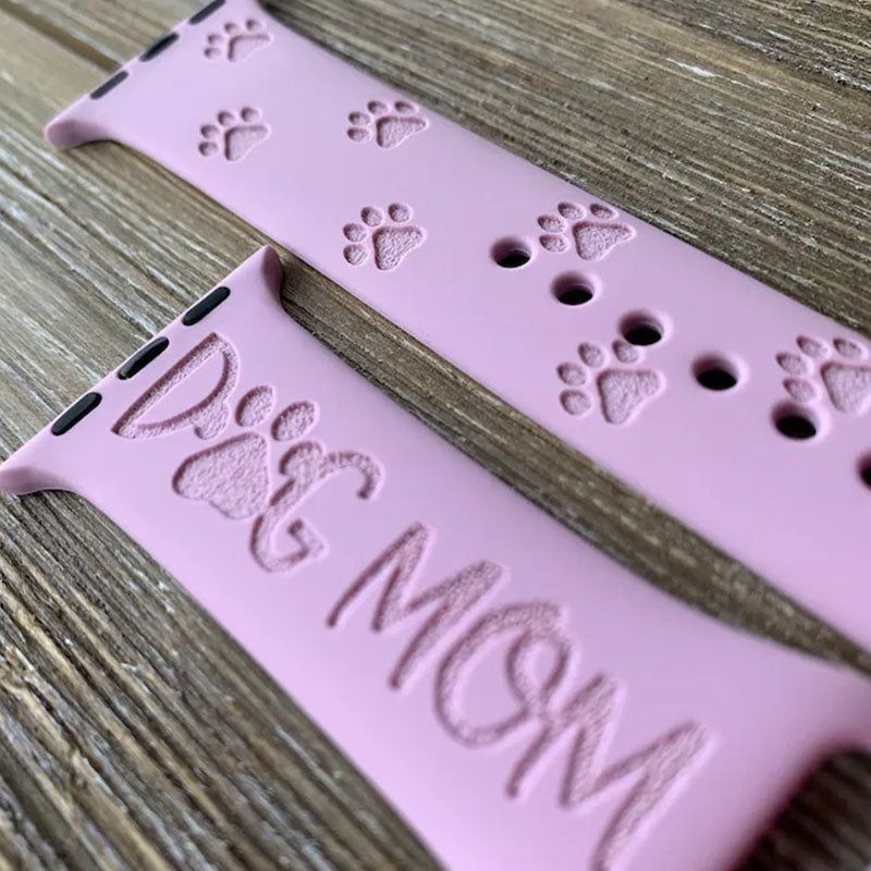 Dog Mom Engraved Watch Strap Compatible with Apple Watch Bands